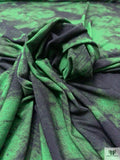 Tie-Dye Blossoms Printed Soft Rayon Jersey Knit - Green / Black