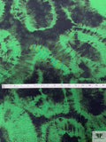 Tie-Dye Blossoms Printed Soft Rayon Jersey Knit - Green / Black
