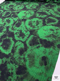 Tie-Dye Blossoms Printed Soft Rayon Jersey Knit - Green / Black