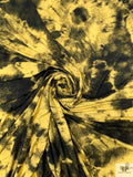 Tie-Dye Blossoms Printed Soft Rayon Jersey Knit - Yellow / Black