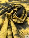 Tie-Dye Blossoms Printed Soft Rayon Jersey Knit - Yellow / Black