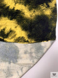 Tie-Dye Blossoms Printed Soft Rayon Jersey Knit - Yellow / Black