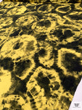 Tie-Dye Blossoms Printed Soft Rayon Jersey Knit - Yellow / Black