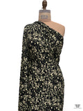 Nocturnal Floral Printed Soft Rayon Jersey Knit - Black / Moss Green / Cream