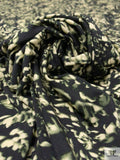 Nocturnal Floral Printed Soft Rayon Jersey Knit - Black / Moss Green / Cream