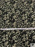 Nocturnal Floral Printed Soft Rayon Jersey Knit - Black / Moss Green / Cream