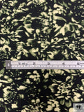 Nocturnal Floral Printed Soft Rayon Jersey Knit - Black / Moss Green / Cream