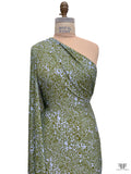 Abstract Swirls Printed Soft Rayon Jersey Knit - Moss Green / Sky Blue