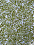 Abstract Swirls Printed Soft Rayon Jersey Knit - Moss Green / Sky Blue