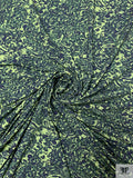Abstract Swirls Printed Soft Rayon Jersey Knit - Pear Green / Dark Navy