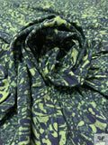 Abstract Swirls Printed Soft Rayon Jersey Knit - Pear Green / Dark Navy