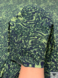 Abstract Swirls Printed Soft Rayon Jersey Knit - Pear Green / Dark Navy