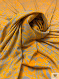 Abstract Swirls Printed Soft Rayon Jersey Knit - Tangerine / Grey