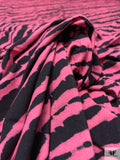 Zebra Inspired Printed Soft Rayon Jersey Knit - Pink / Black