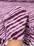 Zebra Inspired Printed Soft Rayon Jersey Knit - Lilac / Plum