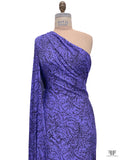 Ditsy Vine Swirls Printed Soft Rayon Jersey Knit - Periwinkle / Black