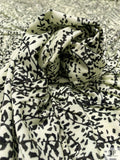 Ditsy Vine Swirls Printed Soft Rayon Jersey Knit - Cream / Black