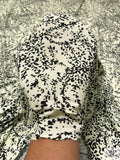 Ditsy Vine Swirls Printed Soft Rayon Jersey Knit - Cream / Black