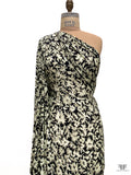 Floral Shadows Printed Soft Rayon Jersey Knit - Muted Olive / Cream / Black