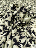 Floral Shadows Printed Soft Rayon Jersey Knit - Muted Olive / Cream / Black