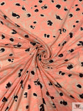 Leopard Inspired Printed Tissue Cotton Jersey Knit - Coral / Tan / Black
