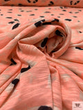Leopard Inspired Printed Tissue Cotton Jersey Knit - Coral / Tan / Black