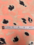 Leopard Inspired Printed Tissue Cotton Jersey Knit - Coral / Tan / Black