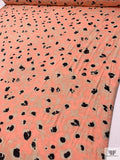 Leopard Inspired Printed Tissue Cotton Jersey Knit - Coral / Tan / Black