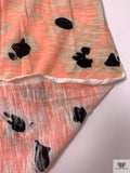 Leopard Inspired Printed Tissue Cotton Jersey Knit - Coral / Tan / Black