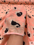 Leopard Inspired Printed Tissue Cotton Jersey Knit - Coral / Tan / Black