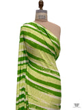 Painterly Striations Printed Tissue Cotton Jersey Knit - Green / Lime / White