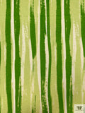 Painterly Striations Printed Tissue Cotton Jersey Knit - Green / Lime / White