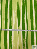 Painterly Striations Printed Tissue Cotton Jersey Knit - Green / Lime / White