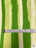 Painterly Striations Printed Tissue Cotton Jersey Knit - Green / Lime / White