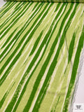 Painterly Striations Printed Tissue Cotton Jersey Knit - Green / Lime / White