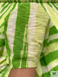 Painterly Striations Printed Tissue Cotton Jersey Knit - Green / Lime / White