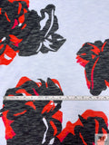 Abstracted Floral Printed Tissue Cotton Jersey Knit - Pale Sky Blue / Red / Black