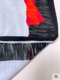 Abstracted Floral Printed Tissue Cotton Jersey Knit - Pale Sky Blue / Red / Black
