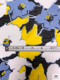 Floral Sketch Printed Tissue Cotton Jersey Knit - Yellow / Carolina Blue / Black / White