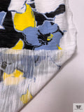Floral Sketch Printed Tissue Cotton Jersey Knit - Yellow / Carolina Blue / Black / White