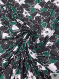 Floral Sketch Printed Tissue Cotton Jersey Knit - Evergreen / Black / White