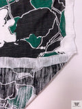 Floral Sketch Printed Tissue Cotton Jersey Knit - Evergreen / Black / White
