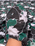 Floral Sketch Printed Tissue Cotton Jersey Knit - Evergreen / Black / White