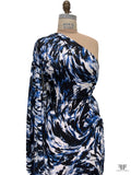 Crashing Whirlwind Printed Tissue Cotton Jersey Knit - Blue / Black / White