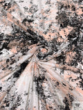 Abstract Printed Tissue Cotton Jersey Knit - Blush Nude / Black / Off-White