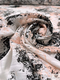 Abstract Printed Tissue Cotton Jersey Knit - Blush Nude / Black / Off-White