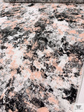 Abstract Printed Tissue Cotton Jersey Knit - Blush Nude / Black / Off-White