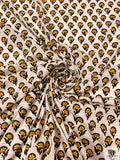 Floral Graphic Printed Tissue Cotton Jersey Knit - Marigold / Black / Cosmic Latte
