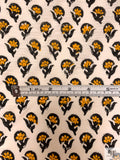 Floral Graphic Printed Tissue Cotton Jersey Knit - Marigold / Black / Cosmic Latte