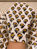 Floral Graphic Printed Tissue Cotton Jersey Knit - Marigold / Black / Cosmic Latte